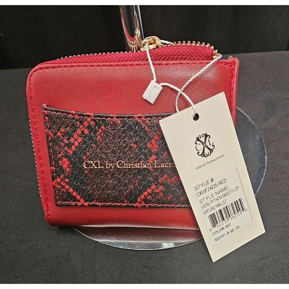 NWT CXL By Christian Lacroix Viere Python Smooth Zip Around Wallet NWT $48